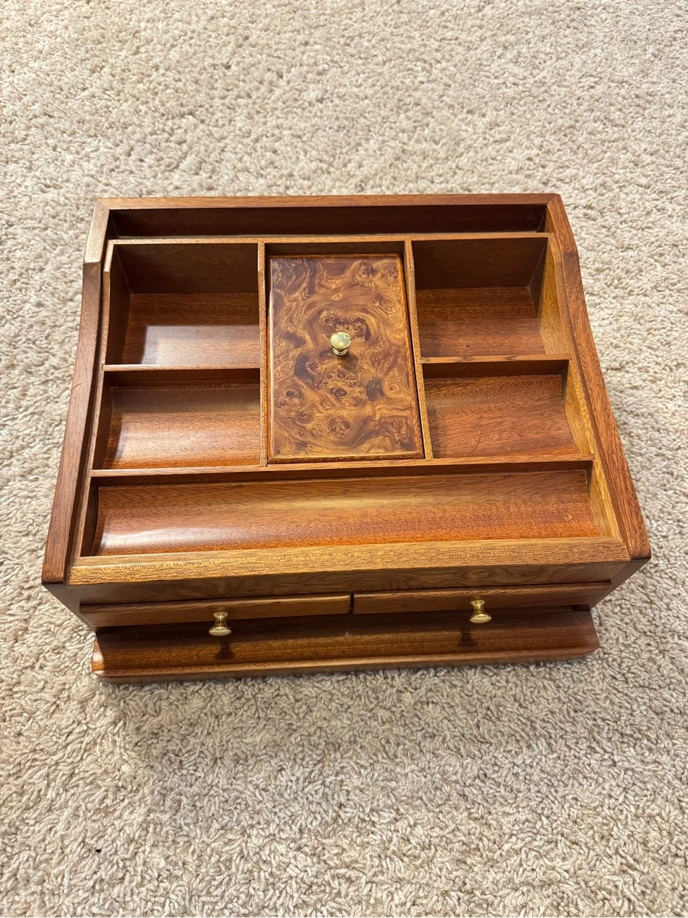 Rare Vintage Men‘s Dresser Jewelry Valet Tray Wood Jewelry Box Organizer